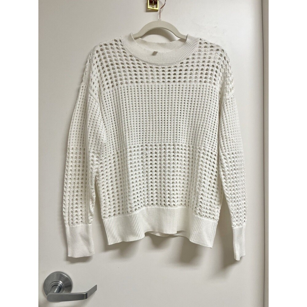 Haven Well Within Organic Cotton Open Stitch Oversize Sweater White Coastal M